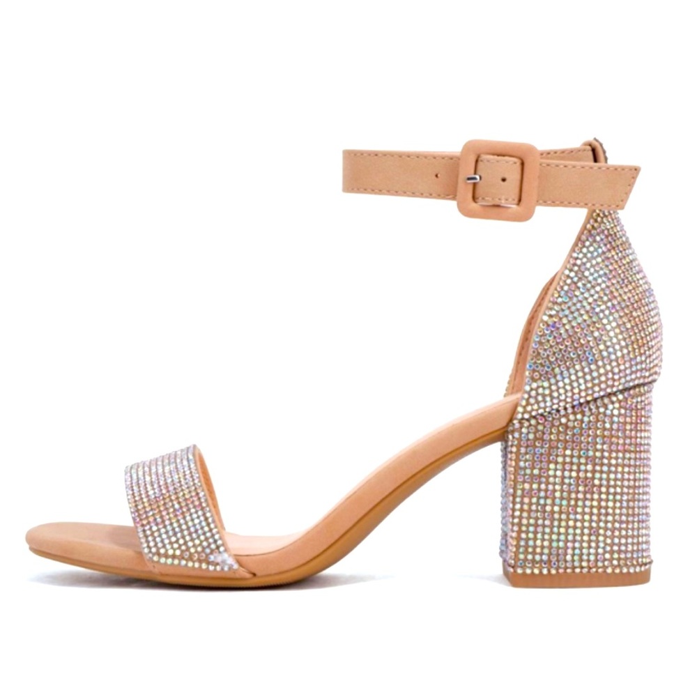 Crete Rhinestone Block Heel